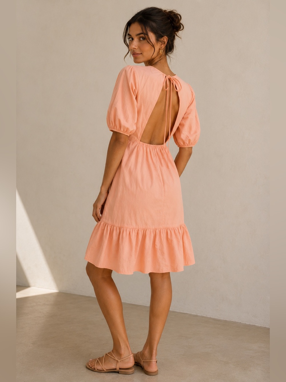 Topshop Cotton Poplin Open-Back Dress Size US 6
